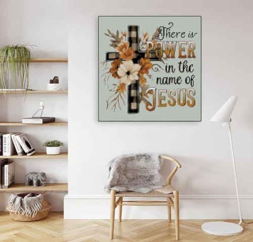 Religious Stamped Cross Stitch Kits -Needlepoint Counted Cross Stitch Kits for Beginners，Religious Cross Dimensions Cross Stitch Kits Embroidery Kit Arts and Crafts for Beginners 13.7x13.7 inch - Image 3