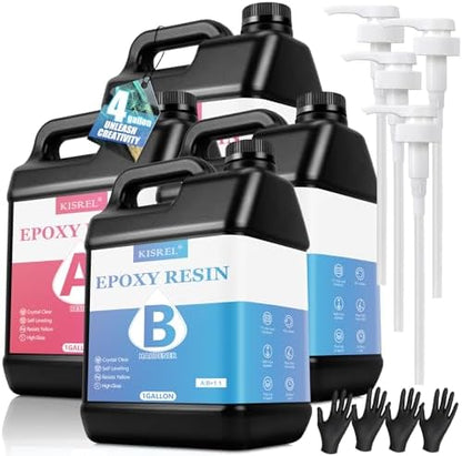KISREL Epoxy Resin Kit 4 Gallon, Crystal Clear No Yellowing No Bubble Resin by KISREL