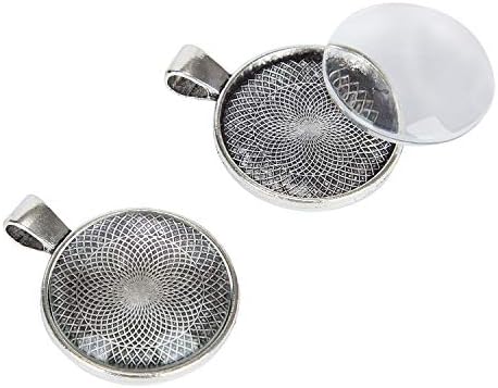 60Pcs Pendant Trays 5 Styles Resin Jewelry Making Kit with Glass Cabochons - Image 6