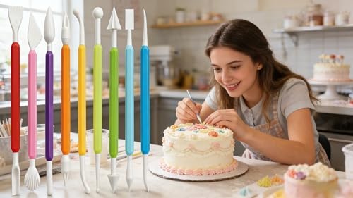 Fondant Sculpting Tool Set, 9-Piece Plastic Cake Decorating Pens - Image 2