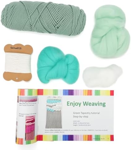 Weaving Loom for Beginners Adults/Kids and 1 Set of Weaving Works Complete Yarn Kit with Detailed Friendly Instructions, Parents and Children in The Holiday Experience Weaving Brings Fun Green - Image 5