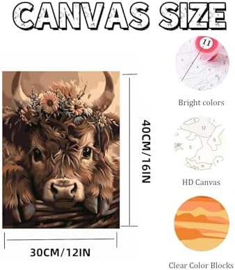 Mosaflare Highland Cow Paint by Numbers for Adults Beginner 12X16 inch - Image 5