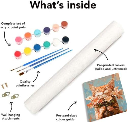 DIY Cat and Flower Paint by Numbers Kits for Adults, Painting by Numbers for Adult & Beginner on Canvas, Animal Oil Painting Kits Perfect for Home Decoration 16x20 Inch - Image 7