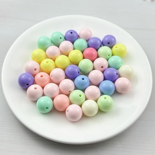 40pcs Acrylic Round Beads for Crafts 16mm Resin Candy Color Spacer Beads with Hole for Jewelry Making Sewing Crafts Decoration Necklaces Bracelets Earrings Supplies(Light Mix Colors) - Image 2