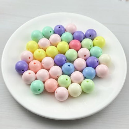 40pcs Acrylic Round Beads for Crafts 16mm Resin Candy Color Spacer Beads with Hole for Jewelry Making Sewing Crafts Decoration Necklaces Bracelets Earrings Supplies(Light Mix Colors) - Image 2