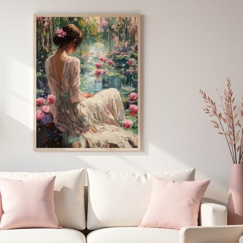 5DDIYART Lotus Woman Paint by Numbers for Adults Beginner, Paint by Number Kits on Canvas, Easy Acrylic Painting Home Wall Decor 16x20 inch - Image 4