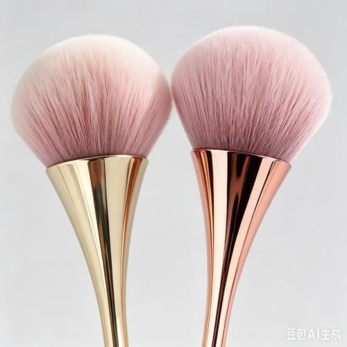 Nail Dust Brush 2 Pcs Set Nail Clearing Brushes Gold & Champagne Color - Image 4