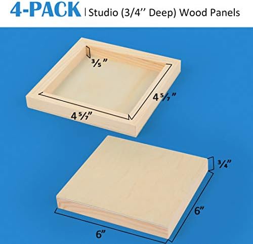 Falling in Art 4 Pack 6x6’’ Unfinished Birch Wood Panels Kit for Painting - Image 4