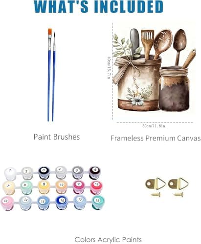 2 Pack Cutlery Paint by Numbers Kit for Adults Canvas 12X16 inch - Image 3