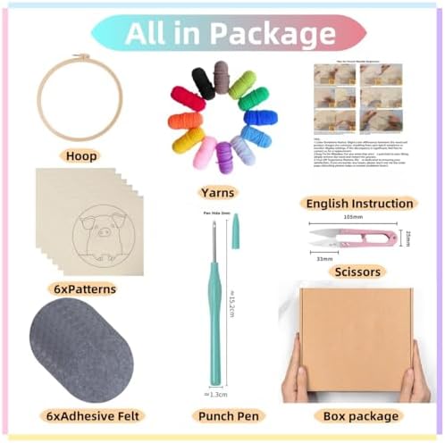 6PCS Punch Needle Coaster Kit Coffee Cup Easy for Beginners Stress Relief Craft Set with Hoop Yarn & Patterns DIY Embroidery Mug Rug Kit for Adults Home Decor-4 - Image 2