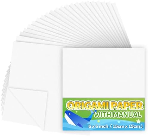 Praisebank White Origami Paper, 220pcs 6x6inch, Double Sided Color, Origami Paper Kit for Crafts, Origami Kit. by Praisebank