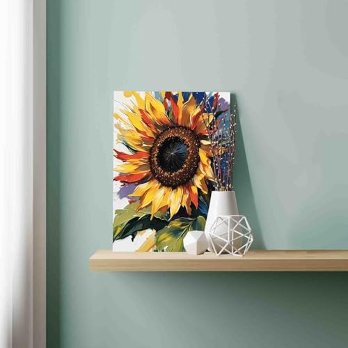 Aihonmin Sunflower Paint by Number for Kids and Adults Beginner，Gardens Paint by Number Kits on Canvas,Farmhouse Wall Art Prints Graffiti DIY Gift Oil Painting,Home Wall Decor，(DIY Frame - Image 3