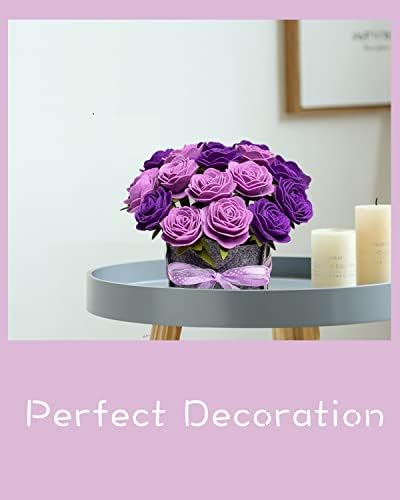 BAZIMA ALICE DIY Felt Flower Art Craft Kit, DIY Purple Roses Pot Bonsai Kit, Floral Gifts, Beginner Craft Kit, Arrange Pre-Cut Flowers and Foliage - Image 4