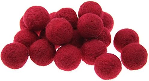 Zasy 30mm Needle Wool Felt Balls Foam Filled Wool Felt Pom Pom Home Decor DIY (Wine Red) - Image 2