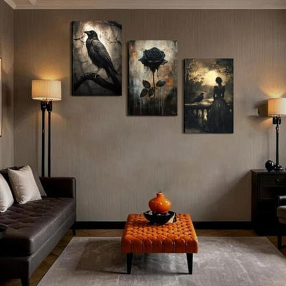 3 Pack Crow Paint by Numbers Kit for Adults Framed Canvas, Frameworkless - Image 5