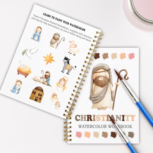 Christianity Watercolor Workbook, 12 Christian Faith-Themed Patterns for Beginners, Relaxing Bible Art Painting Workbook for Teenagers and Adults, Religious DIY Gift for Her (Jesus) - Image 6