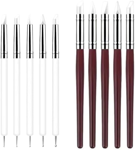 10 Pcs Silicone Clay Sculpting Tools Set, Double-Ended Dotting Tools & Silicone Brushes for Polymer Clay, Air Dry Clay, Pottery & DIY Crafting-White by DAIXIANGER