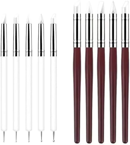 10 Pcs Silicone Clay Sculpting Tools Set, Double-Ended Dotting Tools & Silicone Brushes for Polymer Clay, Air Dry Clay, Pottery & DIY Crafting-White by DAIXIANGER