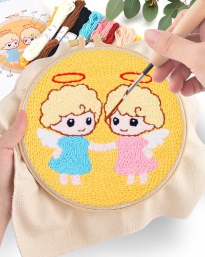 ERKOON Punch Needle Kit Beginners Adults, Zodiac Easy Embroidery Set for Starter Art Craft, Needling Punching Project with Patterns, Tools, Yarns, Hoop, Instruction (Gemini) - Image 5