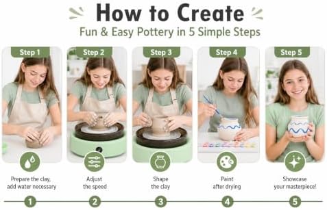 SKIRFY Pottery Wheel for Beginners, Complete Pottery Studio Kit with Foot Pedal, Adjustable Speed, 2.2 LB Air-Dry Clay, 21 Sculpting Tools, Ceramic Craft Kit for Ages 8+, Teens & Adults - Image 4