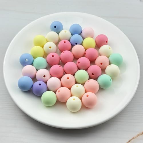 40pcs Acrylic Round Beads for Crafts 16mm Resin Candy Color Spacer Beads with Hole for Jewelry Making Sewing Crafts Decoration Necklaces Bracelets Earrings Supplies(Frosted Mix Colors) - Image 2