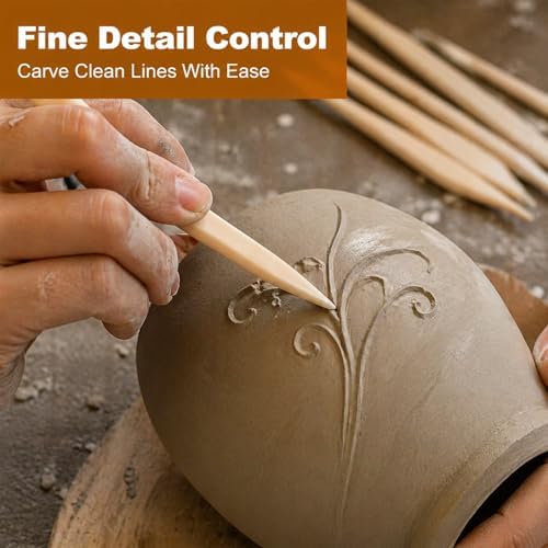 Pottery Trimming Tool for Clay and Ceramics, Double Ended Stainless Steel Pottery Wheel Tool with 10 Pack Clay Sculpting Tools for Bowl, Cup and Vase Foot Trimming (6 mm) - Image 6