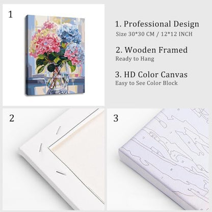 Natuyalo Paint by Numbers Kit for Adults Framed - Colorful Flowers Paint by Number on Canvas with Frame, Vase DIY Acrylic Painting by Number Ideal Gift Home Wall Decor (12x16 Inch) - Image 4