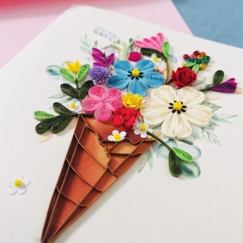 Quilling Card 3D Greeting Cards, handmade birthday card, handcrafted cards for all occasions, flower bundle - Image 3