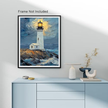 Natuyalo Lighthouse Paint by Number for Adults - DIY Acrylic Painting Adults Paint by Numbers Seaside Landscape, Paint by Numbers Kits for Gift Home Wall Decor 16x20 inch - Image 3
