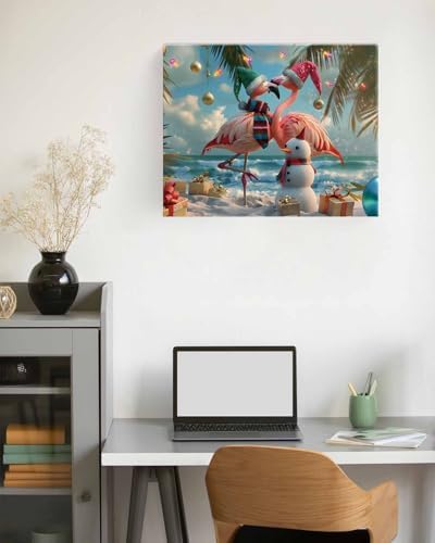 Sunteeny Paint by Number for Adults Beginner Christmas Ocean Snowman Beach Flamingo Palm Abstract Art DIY Digital Oil Painting by Numbers Picture Drawing On Canvas Framed 16"x20" - Image 3