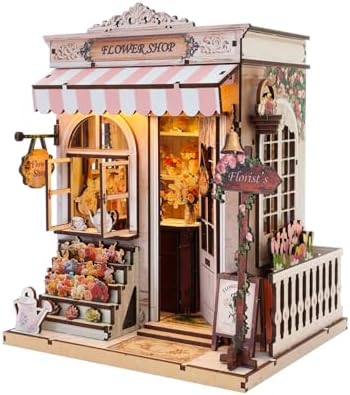 Book Nook Kit, Flower Shop Model Craft Kits, DIY Miniature House Kit by JCSY