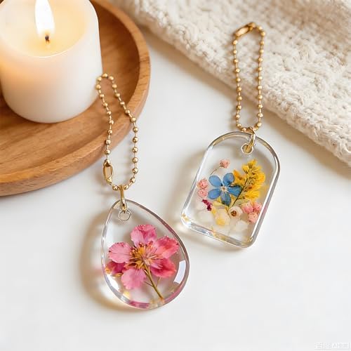 RESIN GO 64Pcs Rounded Edge Resin Jewelry Molds, 4 Styles Keychain Resin Molds Silicone with Hole, Arc Edge Pendant Silicone Molds for Epoxy Resin Jewelry, Earring, Necklace, Keychain Making Kit - Image 6