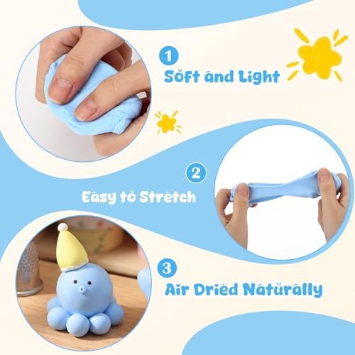VioraWhite 72 Pcs 38oz Air Dry Clay Bulk Modeling Clay,Sky Blue - Image 3