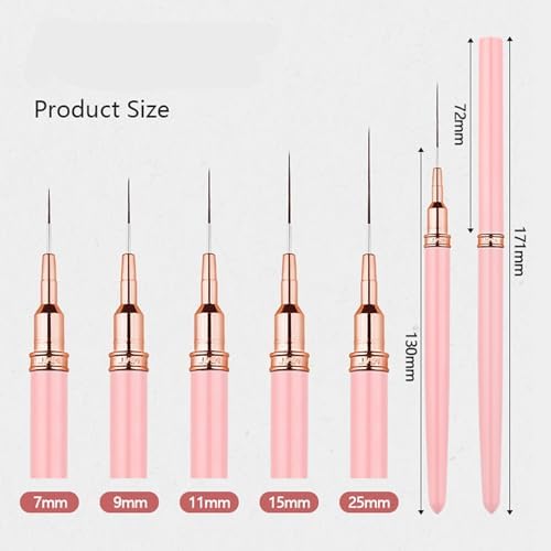 Metallic Nail Art Brushes Superfine Brush 5 Pcs Kit Professional Nail Liner Brush Nail Details Brush Nail Painting and Drawing Liner Brush for Nail Salons - Image 7