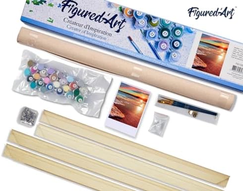Figured'Art Paint by Numbers Kit for Adults Sea Foam 16"x20" - Craft Art Painting Rolled Canvas with DIY Wooden Frame - Image 5