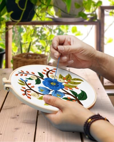 TINDTOP 3 Sets Embroidery Kit for Adults, Floral Embroidery Practice Kit - Image 4