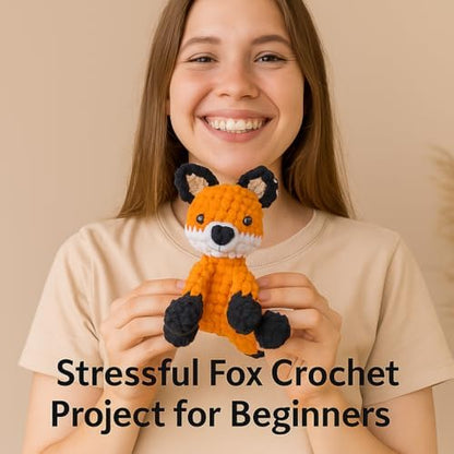 Fox Crochet Kit for Beginners, Learn to Crochet Starter Set with Step-by-Step Video Tutorial & Crocheting Manual, Easy Yarn Knitting Project for Adult & Kid 12+, Stuffed Animal Doll for Xmas Gift - Image 6