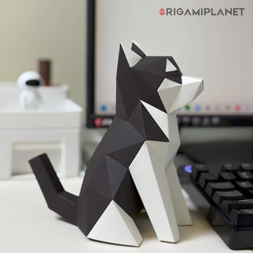 Husky 3D Origami Paper Craft Kit, Easy DIY Pre-Cut Dog Paper Sculpture Model for Adults, Cute Animal Handmade Home Decor Papercraft Gift Set for Beginners - Image 4