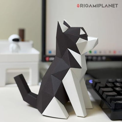 Husky 3D Origami Paper Craft Kit, Easy DIY Pre-Cut Dog Paper Sculpture Model for Adults, Cute Animal Handmade Home Decor Papercraft Gift Set for Beginners - Image 4