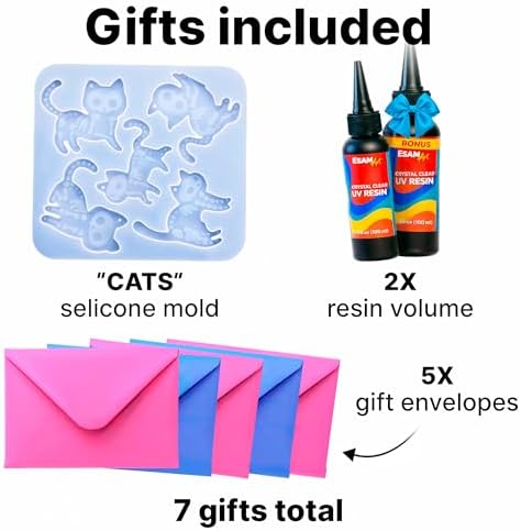 ESAM Group UV Resin Jewelry Making Kit for Kids, Teens & Beginners – Complete Starter Set with UV Lamp, 6 Silicone Molds, 48 Glitter, 3 Pigments, Jewelry Findings, Dried Flowers & Tools (Deluxe kit) - Image 5