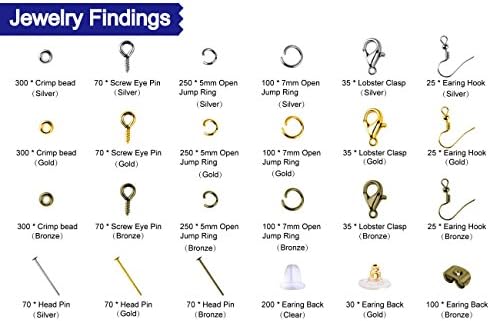 Paxcoo 2880 Pcs Jewelry Making Findings Supplies Kit with Open Jump Rings, Lobster Clasps, Crimp Beads, Screw Eye Pins, Head Pins, Earing Hooks and Earing Backs - Image 2