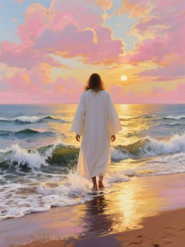 Mrnsiet Jesus Paint by Numbers Kit for Adults, Easy Christian Adult Paint by Number Kits on Canvas, DIY Acrylic Oil Number Painting Kits for Home Wall Decor Gift 16x20 Inch by Mrnsiet