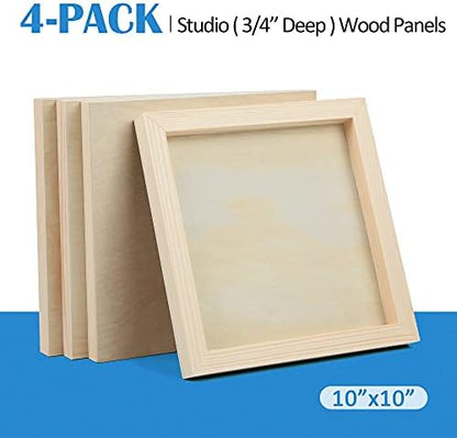 Falling in Art 4 Pack 10x10’’ Unfinished Birch Wood Panels Kit for Painting - Image 6
