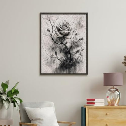 Bozfoxa Paint by Numbers Kit for Adults Beginner Gray Thorn Rose - Image 4