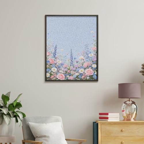 Bozfoxa Paint by Numbers Kit for Adults Beginner Blue Daisy Meadow - Image 5