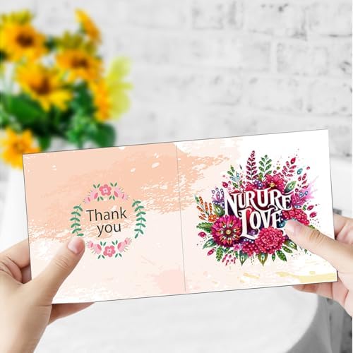 jinglinhh 6pcs Diamond Art Painting Flower Letter Greeting Cards with Envelopes, DIY Card Making Kits for Adults, Diamond Art Postcards Holiday Cards Craft Gifts - Image 4