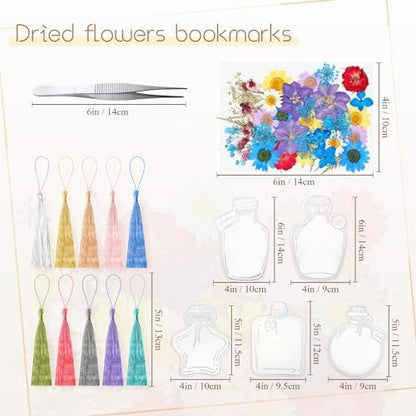 TaoBary 161 Pcs Transparent Dried Flower Bookmarks DIY Kit, Cute - Image 2