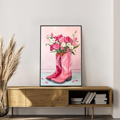 Framed Paint by Numbers Kit for Adults, Western Cowboy Boot Decor 8x12 Inch - Image 3