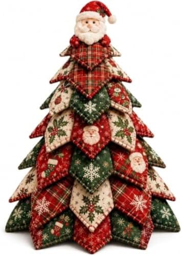 2026 New Christmas & Halloween DIY Quilted Fabric Tree Kit, 3D Layered Sewing Craft Set for Beginners, Christmas Tree Quilt Kit, Handmade Tabletop Holiday Decor, Gift for Craft Lover by Unknown