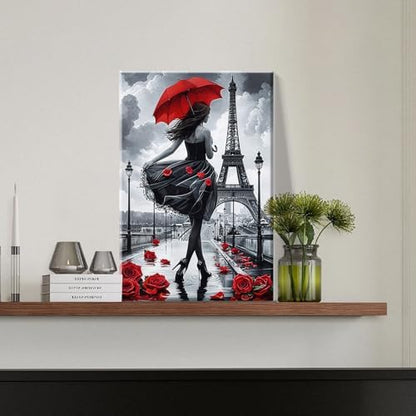 JOOZ Paint by Numbers Kit for Adults Eiffel Tower Paint by Numbers Kit with Frame DIY Girl Paint by Number with Easel Flowers Paint by Number Kits on Canvas for Gift Home Wall Decor 7.87x11.81 Inch - Image 2